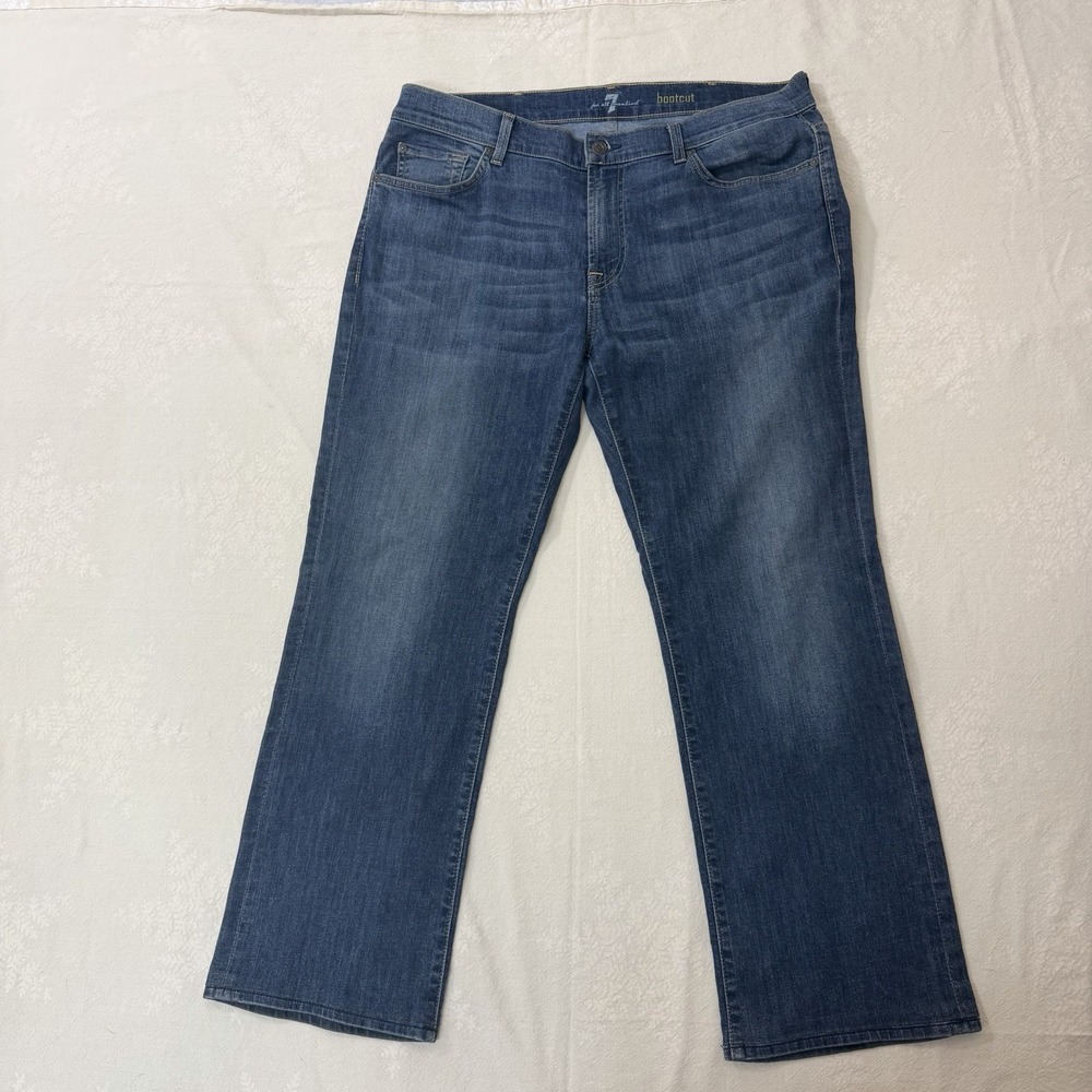 7 For All Mankind Jeans Mens 38x30 Bootcut Blue Stretch Denim Medium Wash Denim